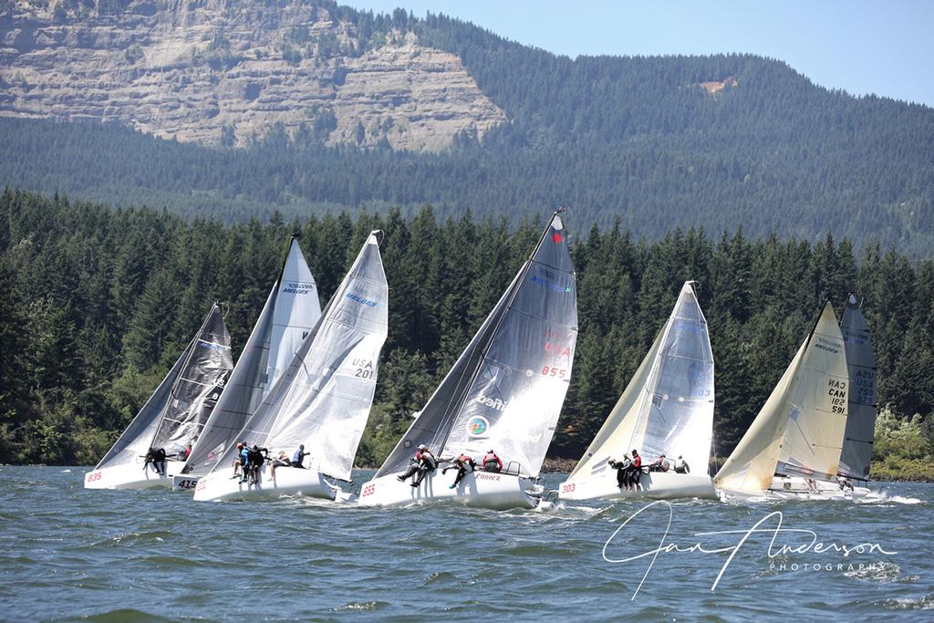 Close racing at the front of the pack. Maybe hard to duck in breeze? - 2017 Diversified MELGES24 NorAm Championship ©  Jan Anderson
